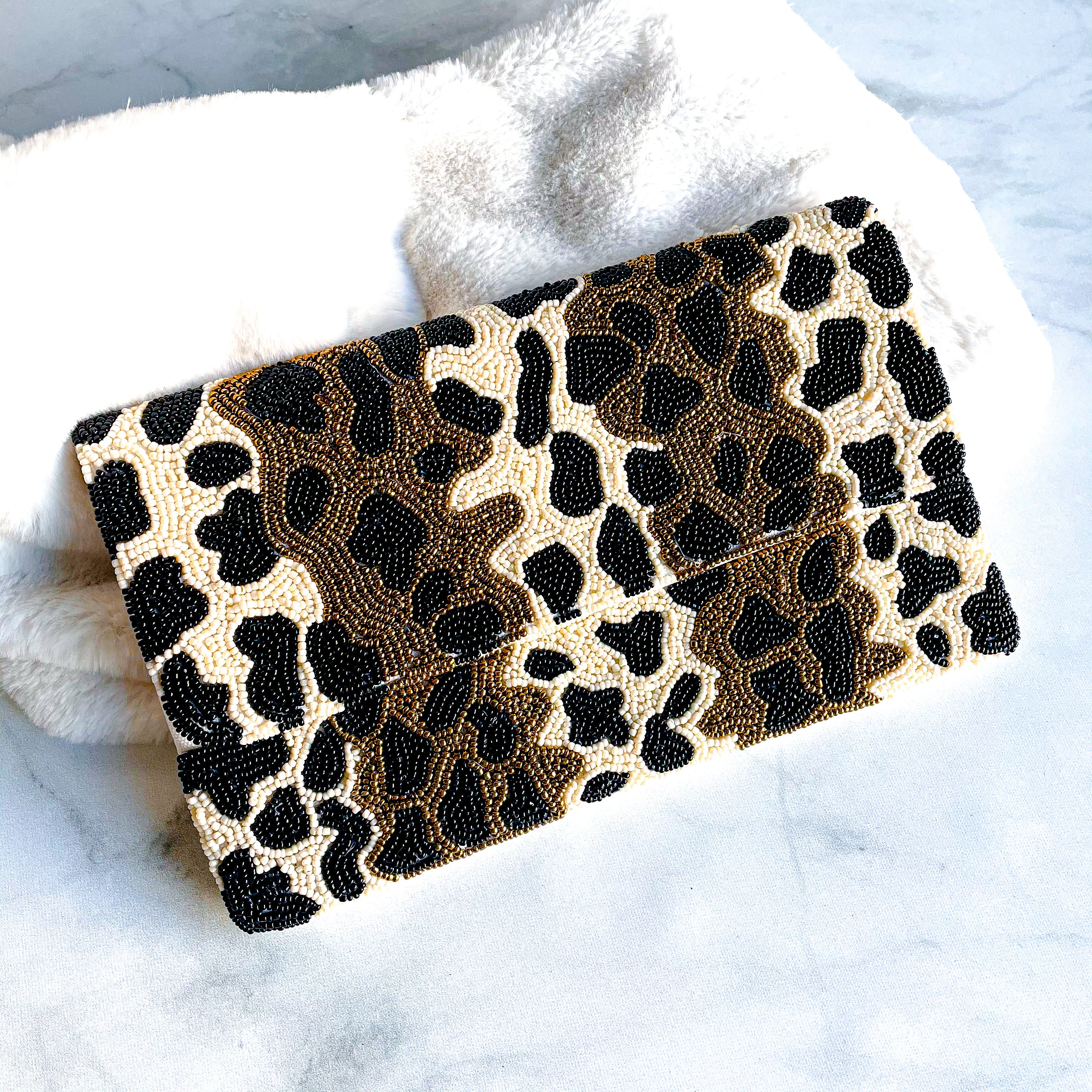 Hand Clutch Animal Print | Gold